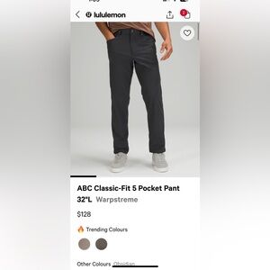 ABC Classic-Fit 5 Pocket Pant
32"L Warpstreme color obsidian